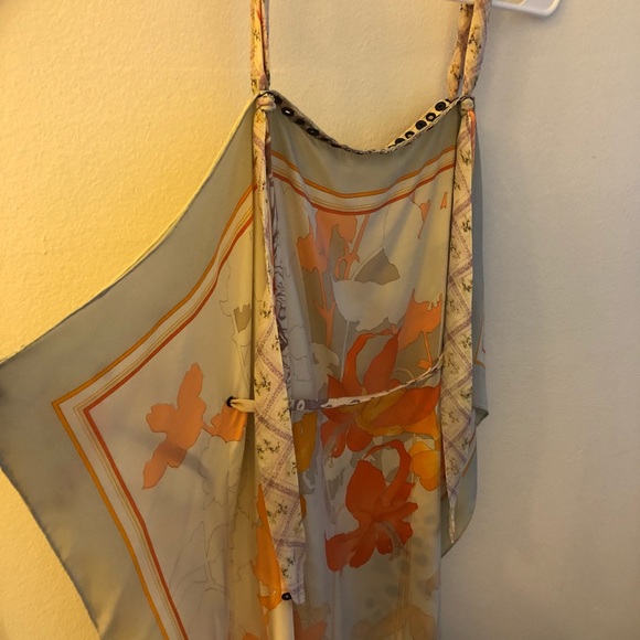 Fabulous French silk floral scarf dress. Stunning. - Picture 1 of 7